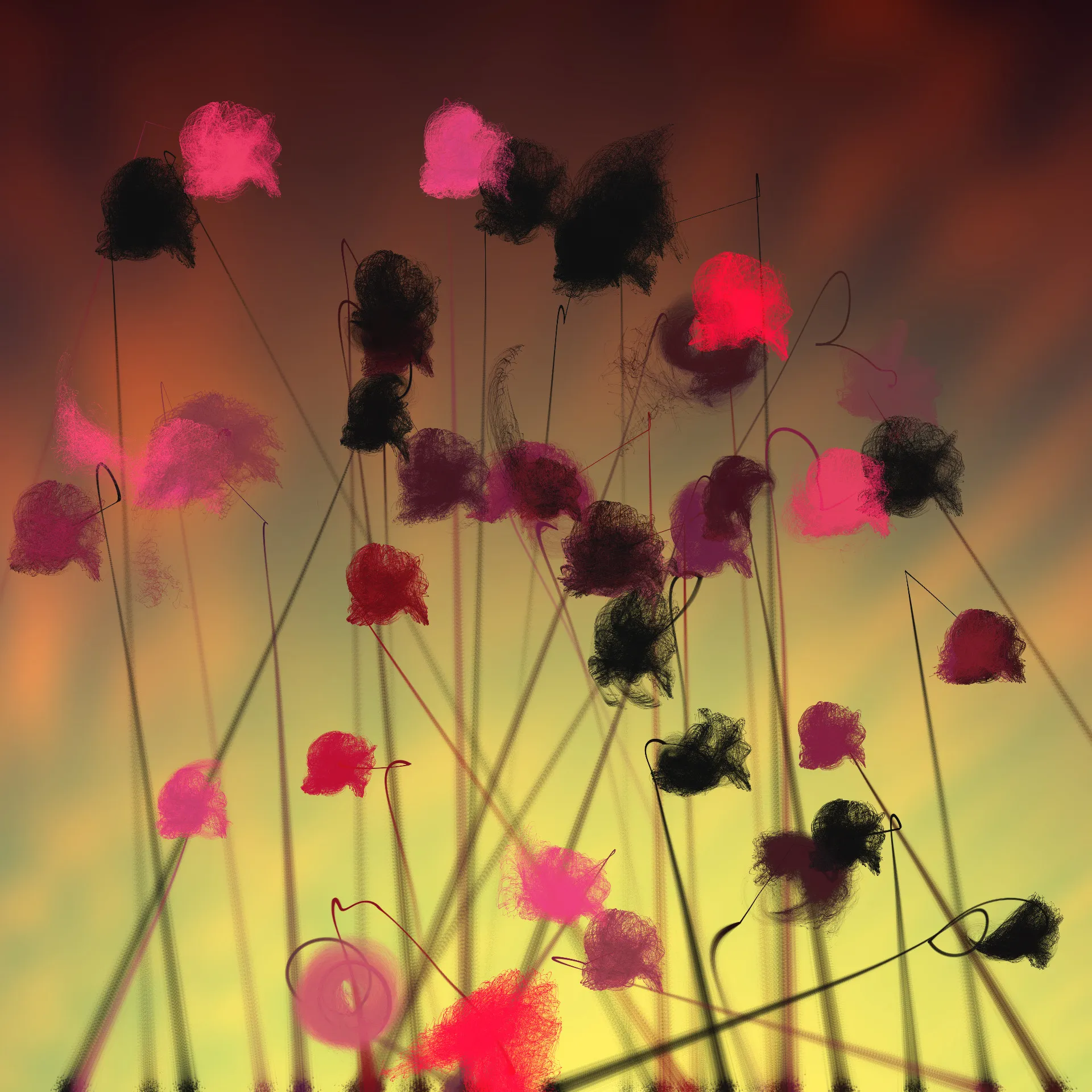 Sample render of Cottongrass, generative artwork by Tim Murray-Browne