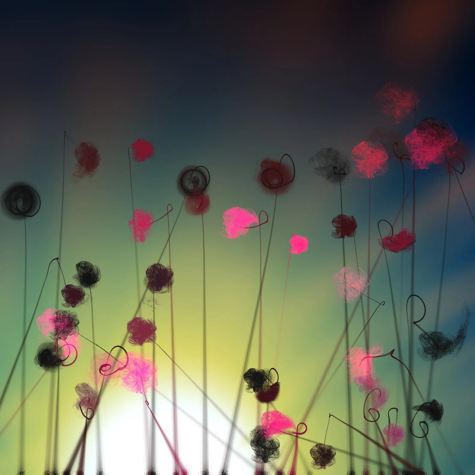 Sample render of Cottongrass, generative artwork by Tim Murray-Browne