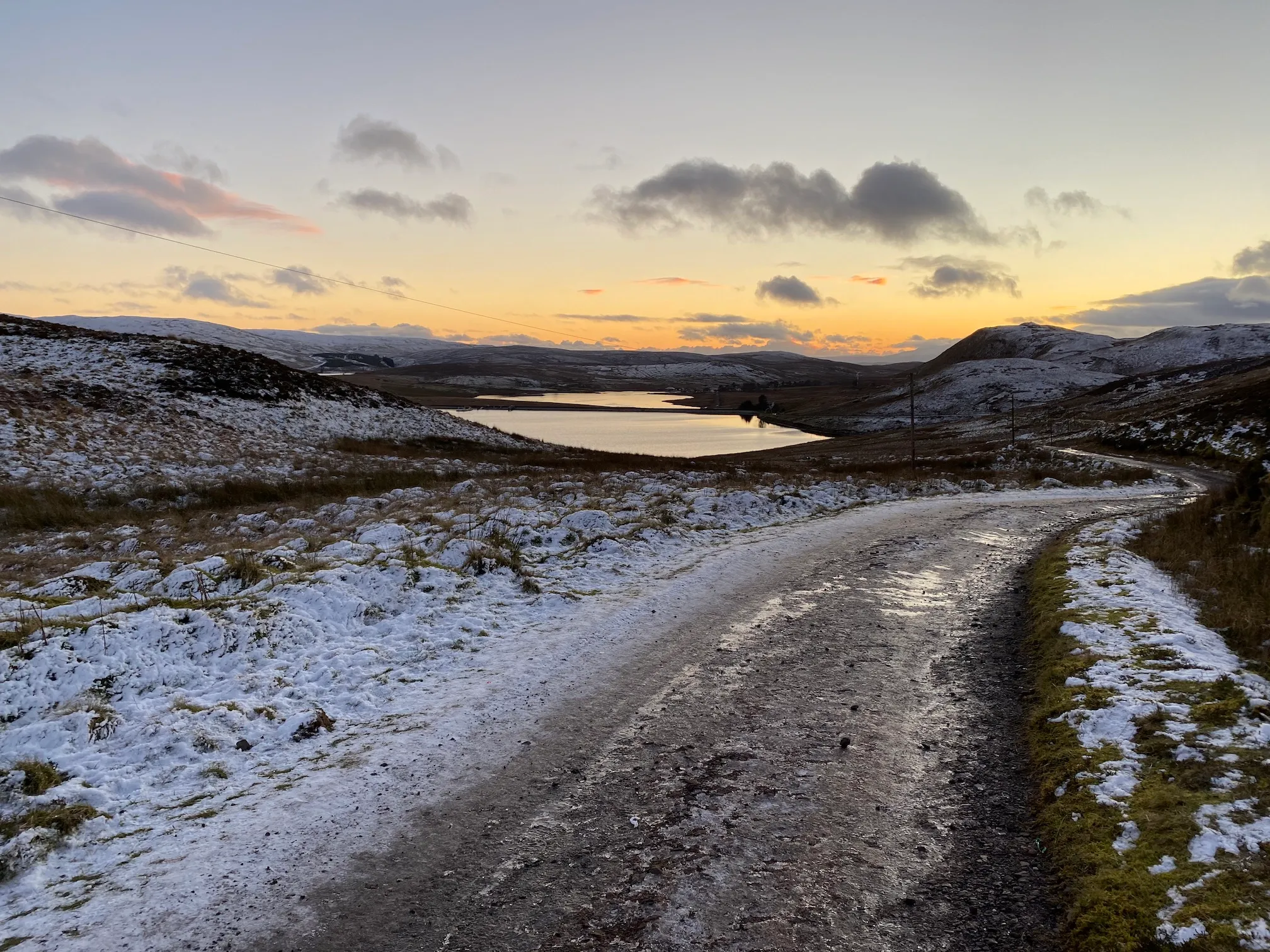 A wintery rural landscape in Greenock, Scotland.