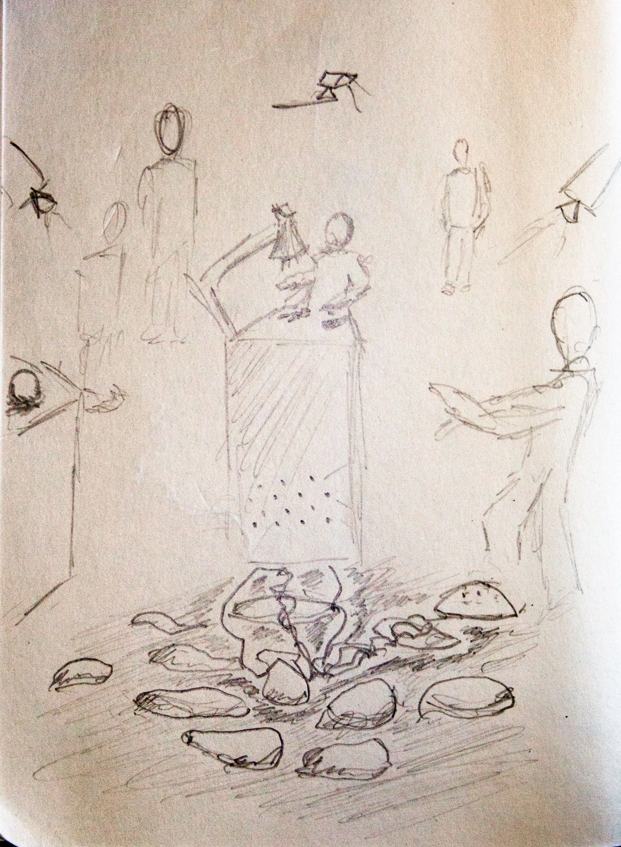 An early sketch by Tim Murray-Browne invisioning how Cave of Sounds might end up looking.