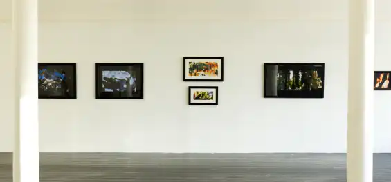 A photo of framed prints on the wall. Taken at Tim Murray-Browne's exhibition “Small Frame Infinite Canvas” at South Block Project Space, Glasgow, Dec 2023. Photo: Tim Murray-Browne.