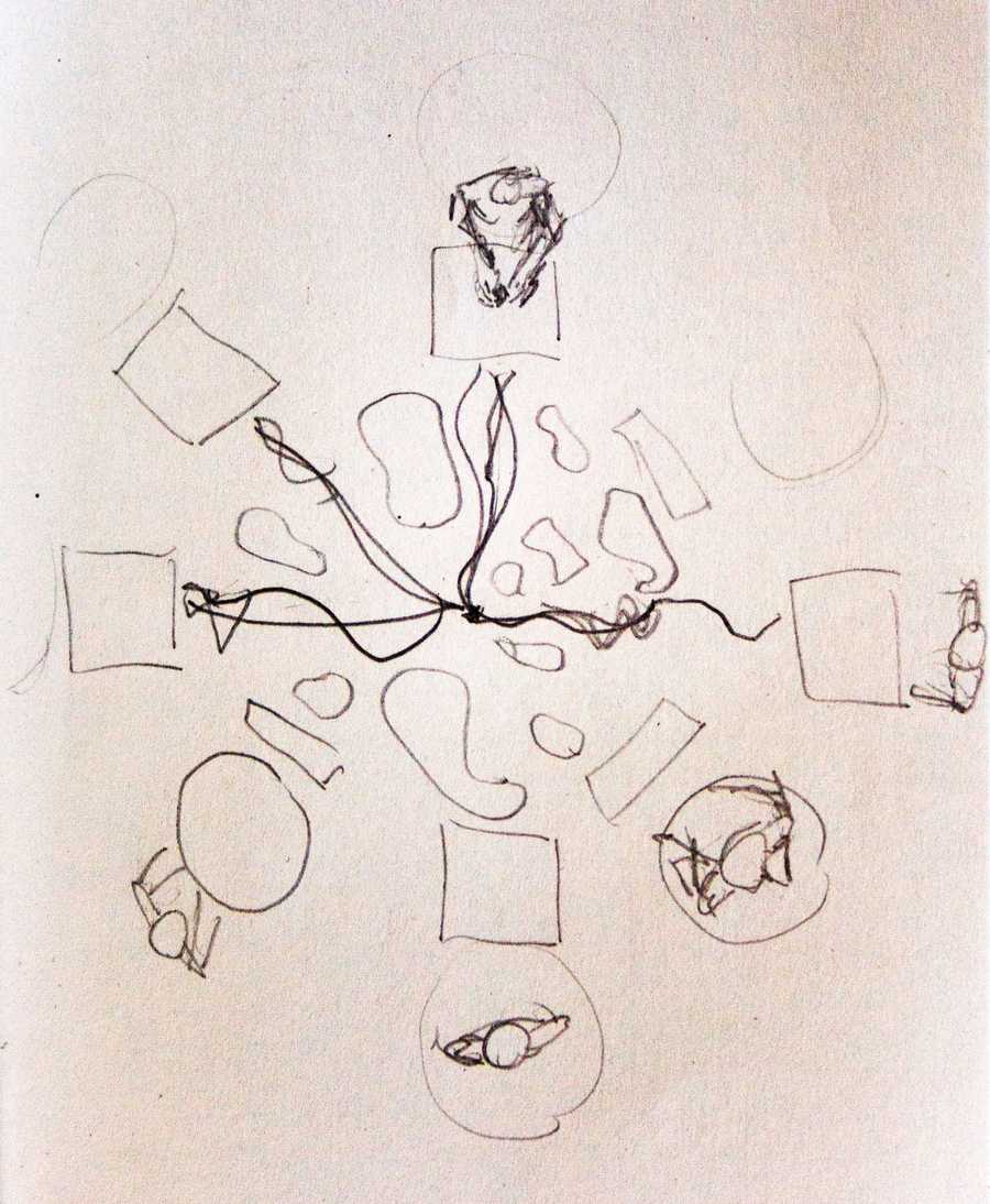 An early sketch by Tim Murray-Browne invisioning how Cave of Sounds might end up looking.